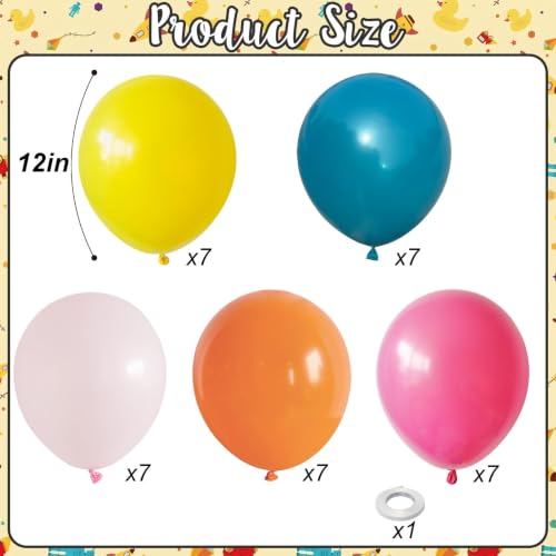 Image of Tropical Balloons, 12 Inch Summer Hawaiian Balloons, Hot Pink Orange Teal Pink Yellow Colorful Latex Balloon Multicolor for Luau Pool Flamingo Aloha Beach Fruit Birthday Back to School Party Decor