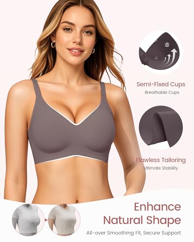 Image of Gailife Smooth Wireless Jelly Bras for Women No Underwire Seamless Push Up Bra Full Coverage Soft Suppor Tshirt Bralettes
