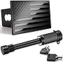 Heavy American Flag Metal Trailer Hitch Cover for 2 inch Receivers（with 5/8-Inch Pin Diameter Trailer Hitch Lock ）
