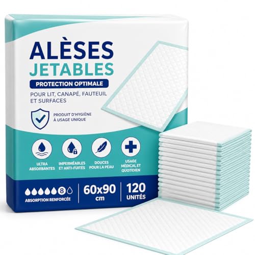 Alèse Jetable Ultra-Absorbante pour Incontinence (60x90 cm) – Imperméable, Hypoallergénique et Douce – Protection pour Lits, Fauteuils et Chaises –...