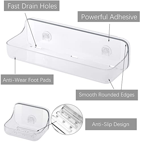 Tzamli Shower Caddy With Soap Dish, Adhesive Shower Organizer Plastic Shower Shelf Wall Mounted Shower Rack For Bathroom Storage (Clear, 3 Pack) #TOP2