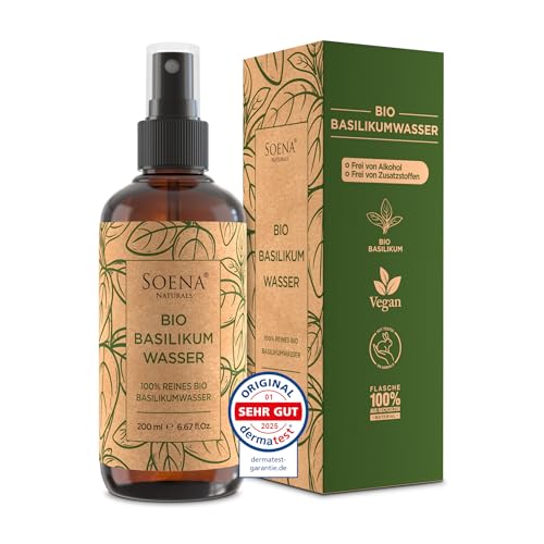 BASILIKUMWASSER - 200ml Haarkur für dünnes & brüchiges Haar[BIO-ZERTIFIZIERT] 100% NATURREIN - Aus Echtem Basilikum | Haar-Kur Derma-Test: SEHR GUT