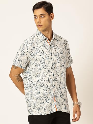 Image of Thomas Scott Men's | Printed | Half Sleeve | Regular Fit | Cotton Rayon | Spread Collar | Casual Shirt