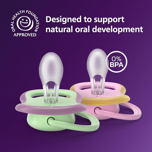 Image of Philips Avent Ultra Air Pacifiers - Orthodontic Design, for Babies 6-18 Months, Soft Silicone Symmetrical Nipple, BPA-Free, 2 Sterilizing Cases, 4 Pack, SCF087 /25