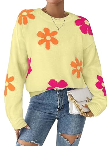 Libsorge Womens Oversized Cute Flower Sweaters for...