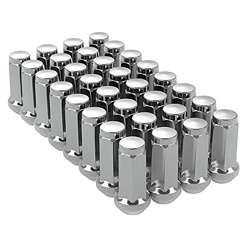 Image of Set of 32pcs 1.77 inch Tall 9 /16-18 Closed End Bulge Acorn Lug Nuts, Chrome