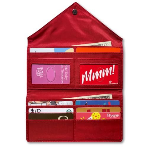 Big Skinny Women's Slimvelope Leather Tri-Fold Checkbook Slim Wallet, Holds Up to 40 Cards, Red3