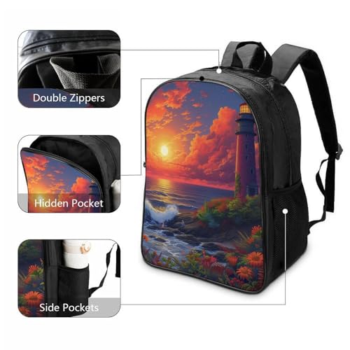 Sac à dos d'école Lighthouse 3D pour garçons du primaire et collège - 3