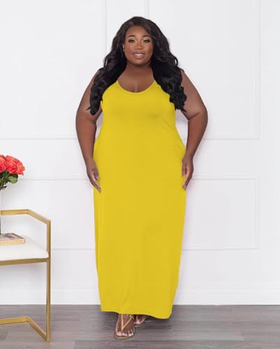 Image of TOPSRANI Womens Plus Size Maxi Dresses for Women Oversize Casual Short Sleeve V Neck Loose Plain Solid Trendy Summer Dress