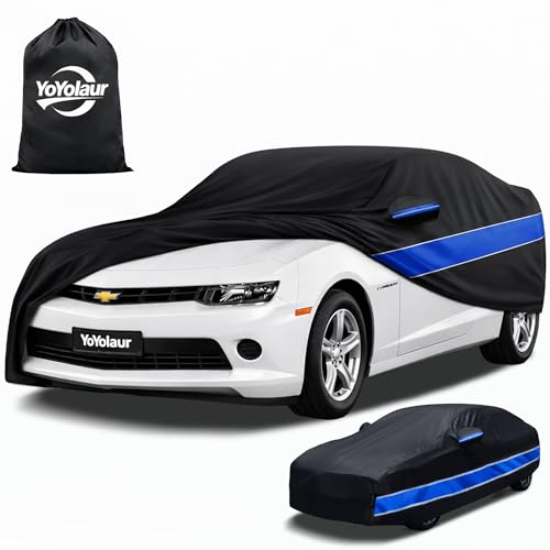Car Cover Custom Fit Chevy Camaro 10-Layer Car Cover Waterproof All Weather Full Exterior Cover with Cotton Lining Sun Rain UV Dust Snow Protection with Door Zipper Fit for Chevy Camaro 2010-2025