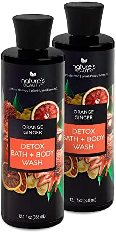 Nature's Beauty Orange Ginger Detox Body Wash Multi-Pack - Gentle Bath + Body Cleanser, Improve Skin Tone + Texture Made w/Vitamin C, Sunflower + Almond + Avocado Oils, 12 fl oz (2 Pack)