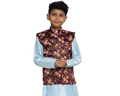 Image of KRAFT INDIA Boys Satin Printed Nehru Jacket Only