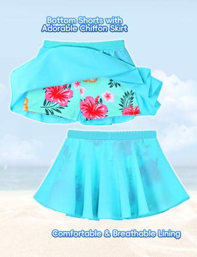 Image of Snowheart Girls Rash Guard Swimsuit Set Long Sleeve Bathing Suit Two Piece 3-12 Years