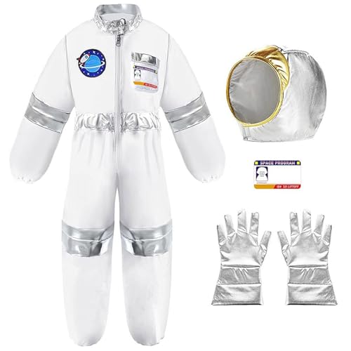 Disfarce astronauta para crianças, disfarce de astronauta criança com capacete, fato espacial, macacão espacial, presente para 4-12 anos para festa de carnaval de dia das bruxas presentes de