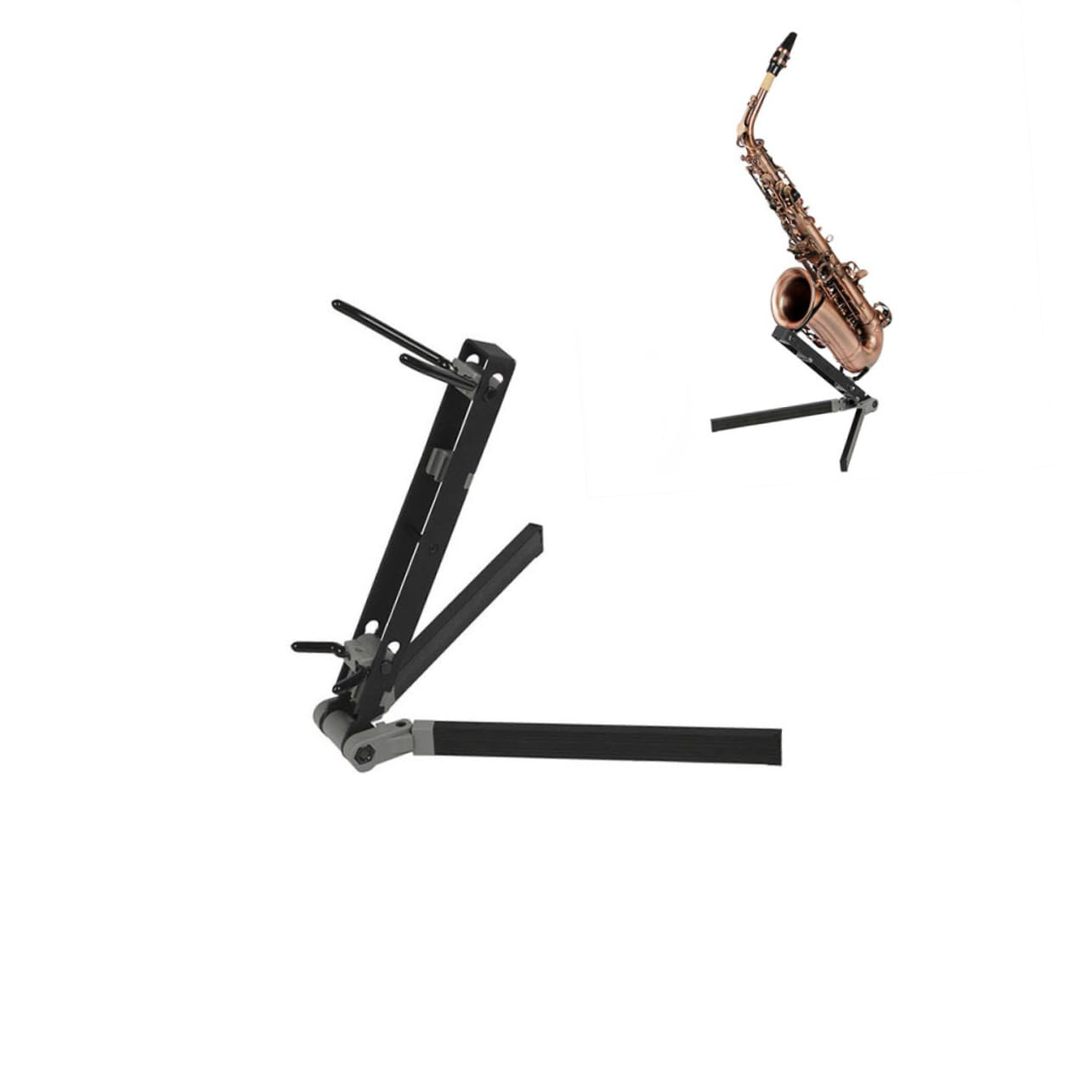 Yardwe Portable Foldable Saxophone Stand Design for Alto Tenor Saxophones Slip Feet Easy to Carry for Musicians the Go