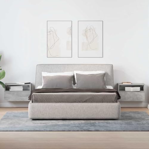 Mesitas de noche de pared color gris hormigón para dormitorio 3