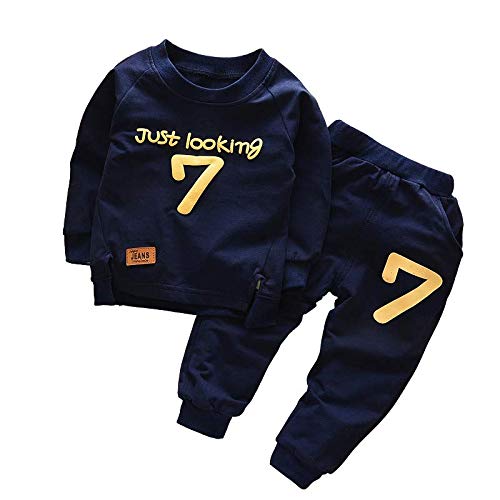 Googogaaga Boys Cotton Printed Full Sleeves Sweatshirt with Jogger Set in Navy Blue Color