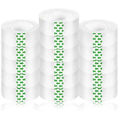 16 Rolls Transparent Tape Refills Clear Tape, 3/4-Inch x 1000 inch Transparent Glossy Tape Gift Wrapping Clear Tape for Office, Home, School Cover