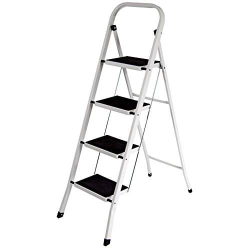 Home Vida B00QTJ9D4A.VC.UK Vida Designs-Escalera de 4 peldaños, Acero Resistente, Plegable, portátil con Alfombrilla Antideslizante, 4 escalones, 4 Step Ladder