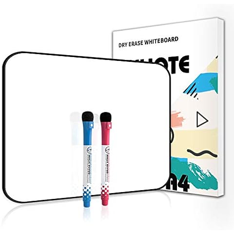 ANLIOTE Small Dry Erase White Board 12"x 8", Portable and Double Sided Mini Marker Whiteboard Magnetic for Kids Drawing Writing Student School Home Office, Personal Handheld Whiteboard - 2 Marker Pens Cover