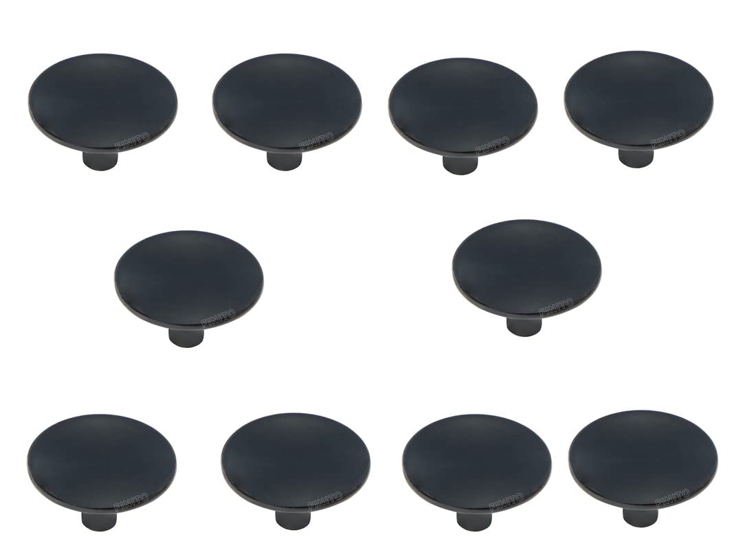 FINITO Matt Black | 10-Pieces | Desk Pull Knobs Kitchen Cabinet Wardrobe Furniture Chest Knobs Solid Knobs,Handle and knob Pull