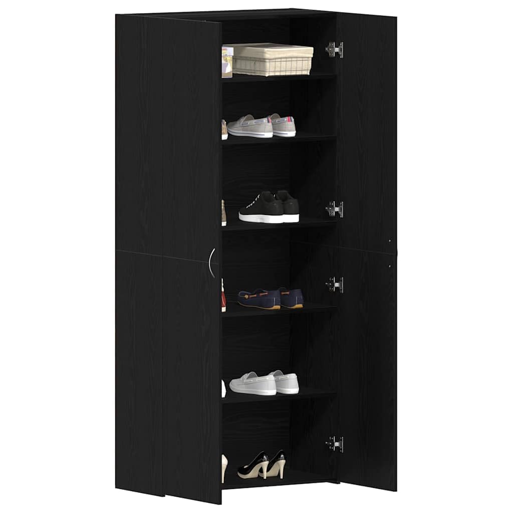 vidaXL Mobile per scarpe 80 x 35.5 x 180 cm Legno ingegnerizzato Nero