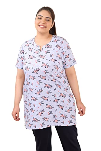 Image of In Love Women's Cotton Plus Size Longline T-Shirt Half Sleeve with Pockets
