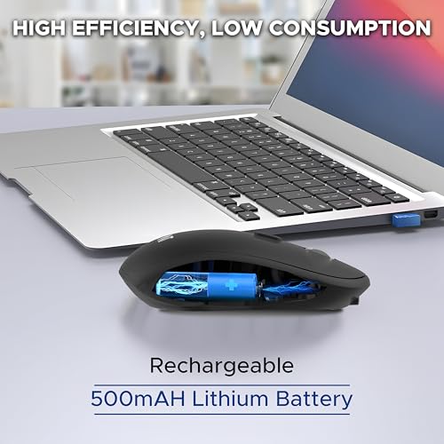 Image of Ant Globe20 Wireless Mouse Dual Mode Bluetooth & 2.4GHz USB| 1600 DPI Optical Sensor | Silent Click Rechargeable Ergonomic Mouse | 4 Button Cordless Mouse for Laptop, PC, Mac, Windows, Linux | Black