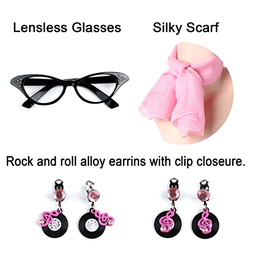Disfraz 50s chaqueta satín rosa niñas con accesorios miniatura 5