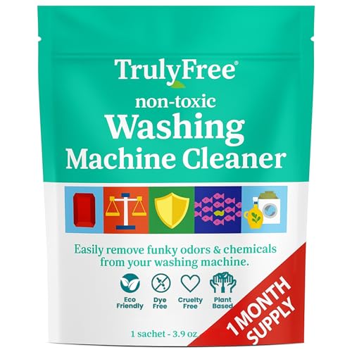 Truly Free Laundry Washing Machine Cleaner and Deodorizer | Top Load & Front Load Washer Cleaner for Grime, Mold, Odor Remover | Safe for HE Washing Machines & Septic Tanks, Non Toxic, Natural, Clean