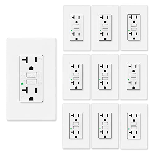 GREENCYCLE GFCI Duplex Outlet Receptacle, 10-pk, LED indicator, white