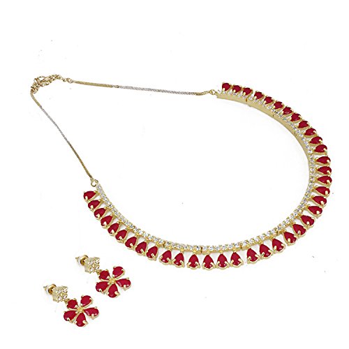 ruby stone pendant set