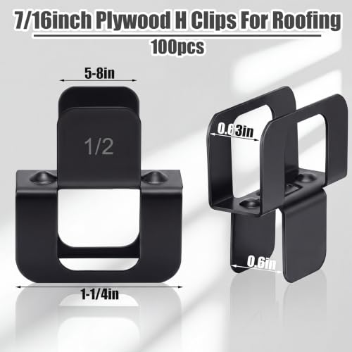 Image of Hicarer 100 Pcs Plywood H Clips for Roofing Panel Plywood Sheathing Clip, Steel Box Clips Panel Edge Sheathing Clip Quick Installation-hot Dipped Galvanized for Extended Life (Black,1 /2 Inch)