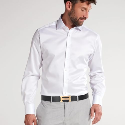 Image of Aurolran Men&Womens Leather Dress Belt Business Automatic Buckle Belt Color-Black Silver Gold