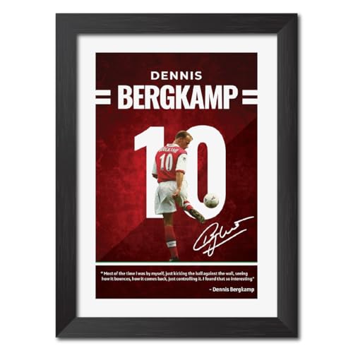 Image of TenorArts Dennis Bergkamp Quotes Poster Arsenal Laminated Photo Print Frame Painting with Matt Finish Black Texture (12 inches x 9inches)