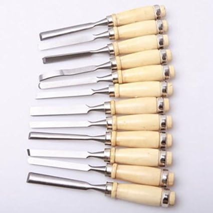 RAKUKAIMONO Wood Carving 12 Piece Hand Chisel Tool Set Woodworking Professional DIY Art Craft