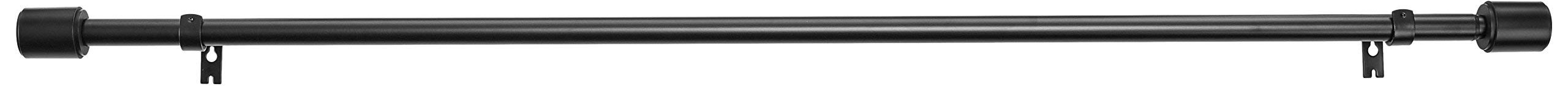 Amazon Basics Extendable Window Curtain Pole with Cap Finials - 19mm Diameter, 91 to 183 cm, Black