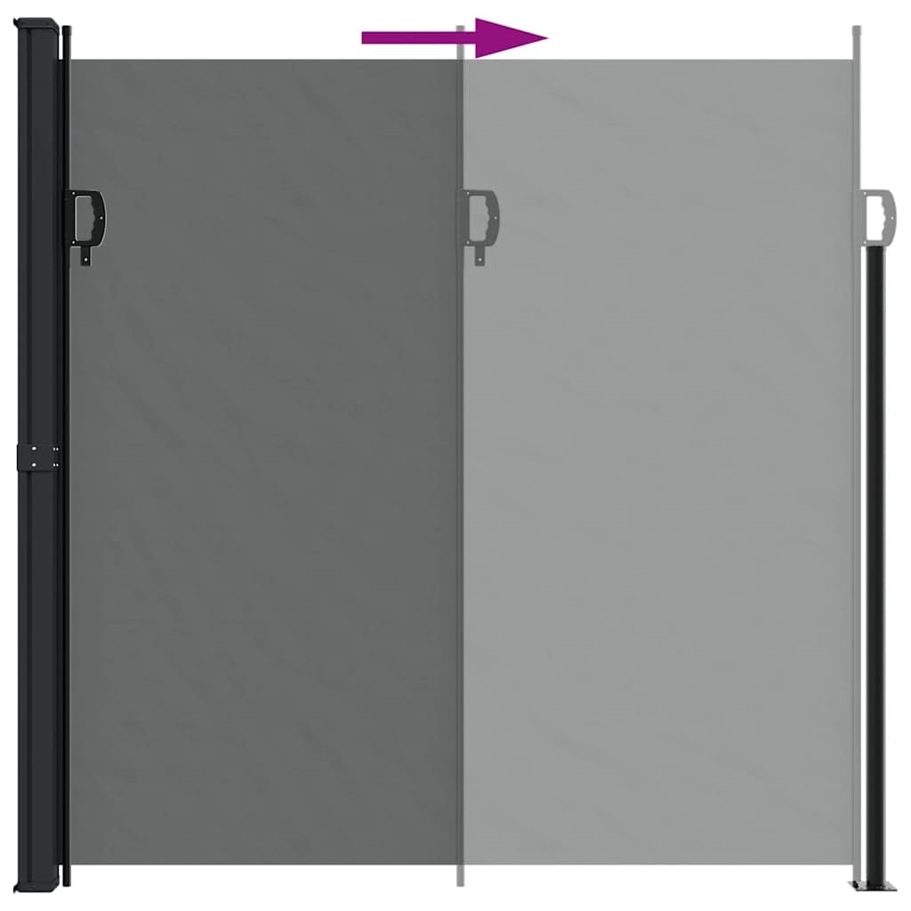 Seitenmarkise Ausziehbar Anthrazit 200x500 cm Garten Balkon Terrasse Sichtschutz, UV-beständig, wasserabweisend, mit Stahl-Aluminium Rahmen, knickbar und neigbar für Outdoor Nutzung