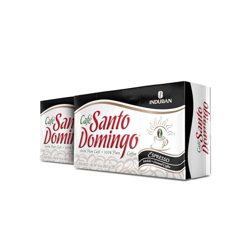 Image of Cafe Santo Domingo Espresso, 10 oz Vacuum Bag, Ground Coffee, Dark Roast - Product from the Dominican Republic (Pack of 2)