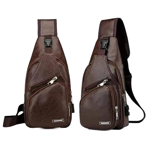 Unisex PU Leather Sling Bags Crossbody Bag for Men and Women, Durable with Multiple Compartments, Perfect for Hiking3