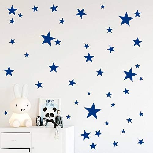 Miniatura 1 de Calcomanías de pared para habitación de niños, 155 unidades, estrella mixta azul oscuro, 1 a 2 pulgadas, 3 a 4 pulgadas