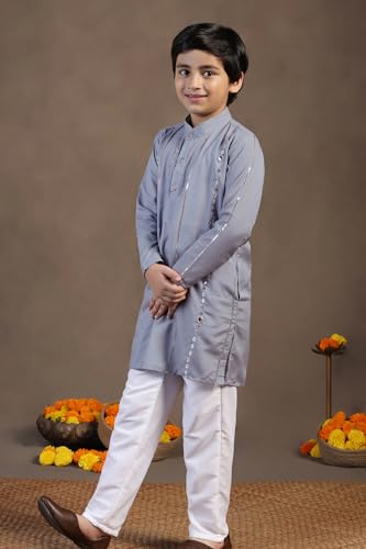 Image of Fashion Dream Boys Cotton Blend Geometric Kurta Payjama Set| Ethnic Set