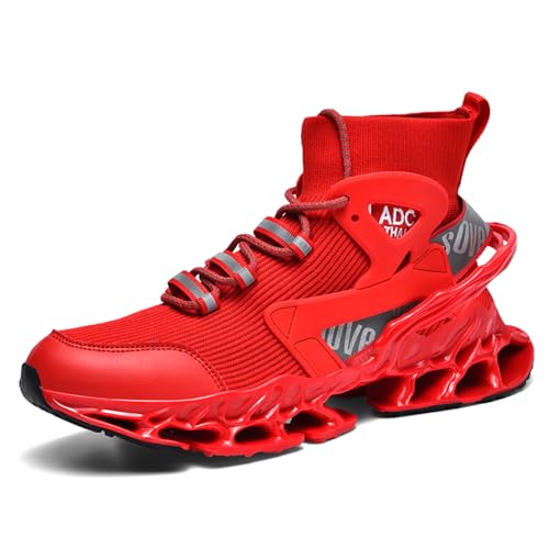 GSIGUL Mens Blade Fashion Sneakers Non Slip Running Athletic Tennis Shoes Casual Walking Shoes for Men Red Size 11