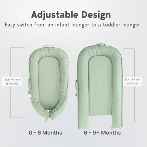 Image of Infant Lounger, Baby Nest Cover for Baby Girls & Boys, Newborn Essentials for Baby 0-12 Months, 100% Cotton Breathable (Spring Green)