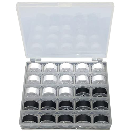 25 Pcs Bobbins for Sewing Machine Black & White Sewing Machine Thread
