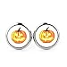 Produktbild SCHMUCKZUCKER Damen Herren Unisex Ohrstecker Motiv Kürbis Halloween Edelstahl Ohrringe Silber Orange 12mm