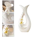 ELEGANT: Handgeschnitzte gelbe Porzellanblüten mit „Gold“ -Linie machen dekorative Tischvasen elegant und heben sich überall hervor.