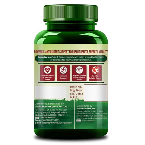 Image of Vlado's Himalayan Organics CoQ10-300mg With BioPepper - 5mg, COENZYME Q-10 300mg Supplement - 10 Veg Capsules