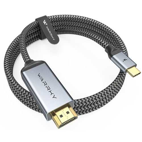 Warrky USB C to HDMI Cable 4K, [10FT / 3M, Braided, High Speed] Thunderbolt 3 to HDMI Adapter Compatible for New iPad, MacBook Pro/Air, iMac, Galaxy S20 S10 S9 S8, Surface, Dell, HP by Warrky - Used condition - US$17.44