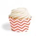 Dress My Cupcake Standard Cupcake Wrappers, Chevron, Coral, Set of 12